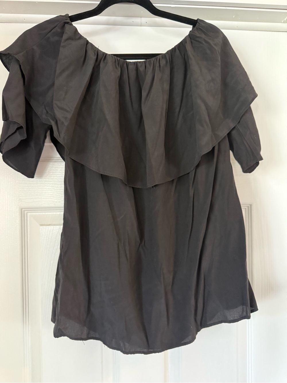 Off-Shoulder Black Ruffle Women's Top